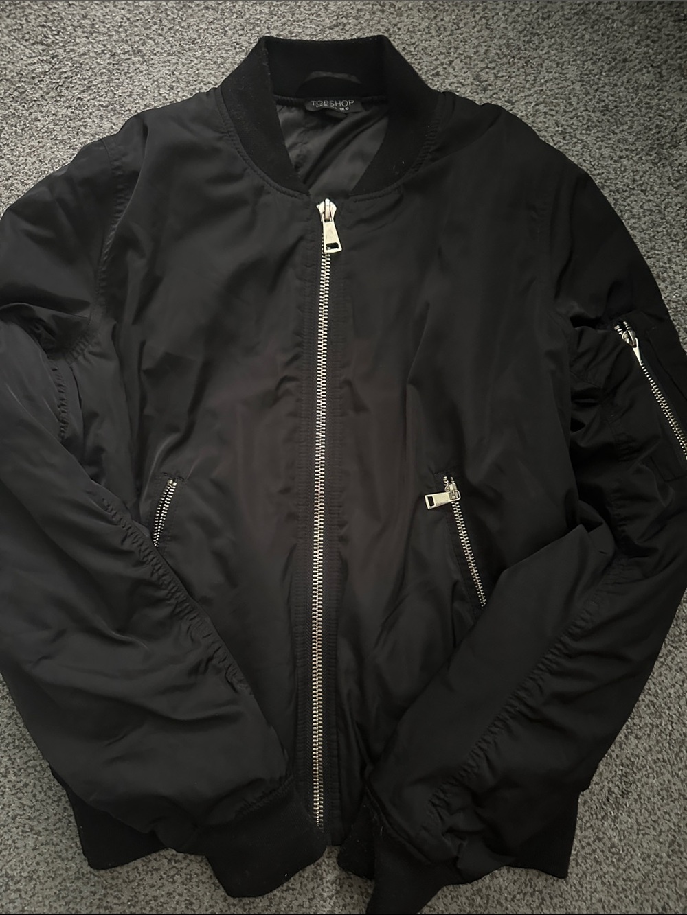 Topshop Women’s Black Bomber Jacket